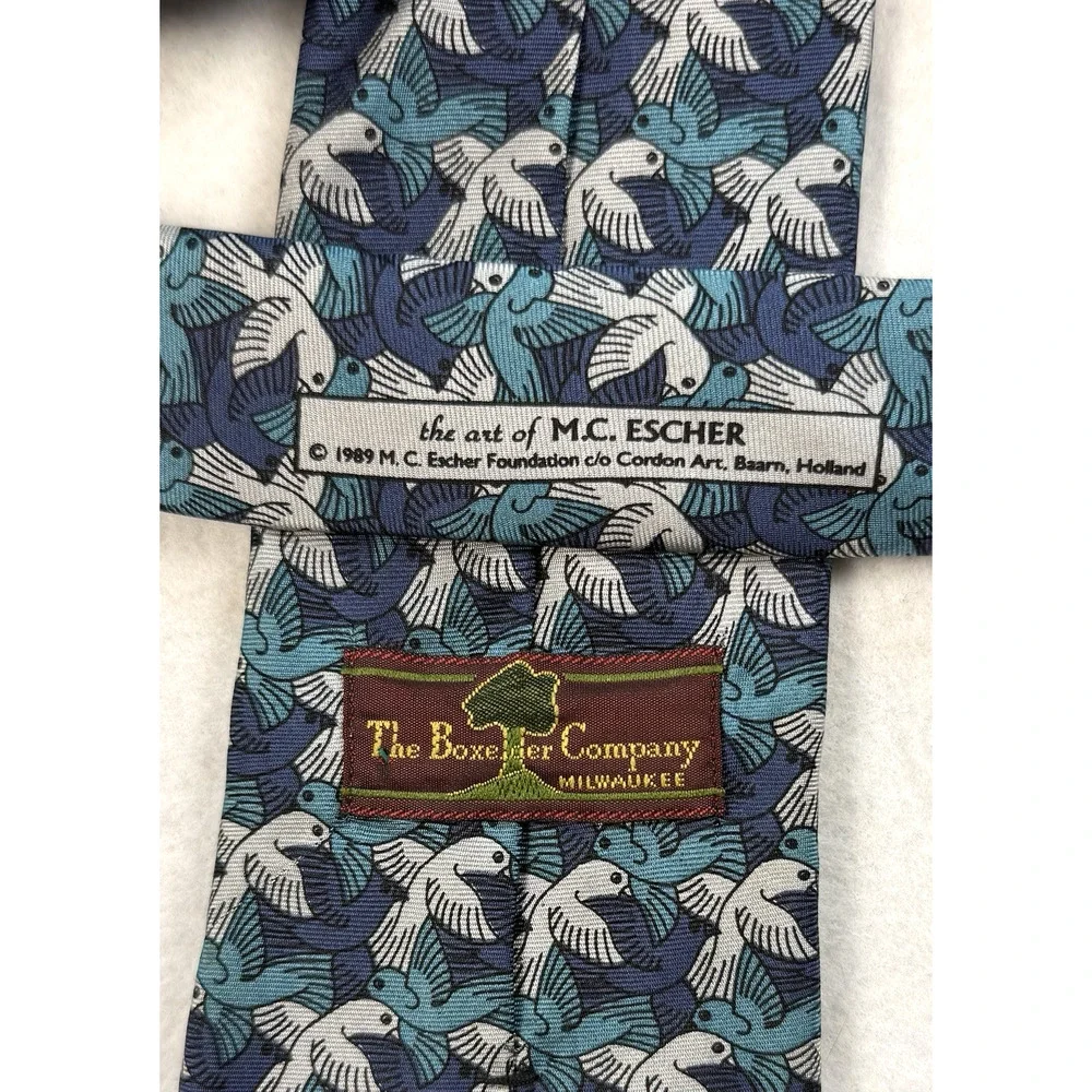 Boxelder silk tie M.C. Escher Two birds tessellation Classic Designer Art